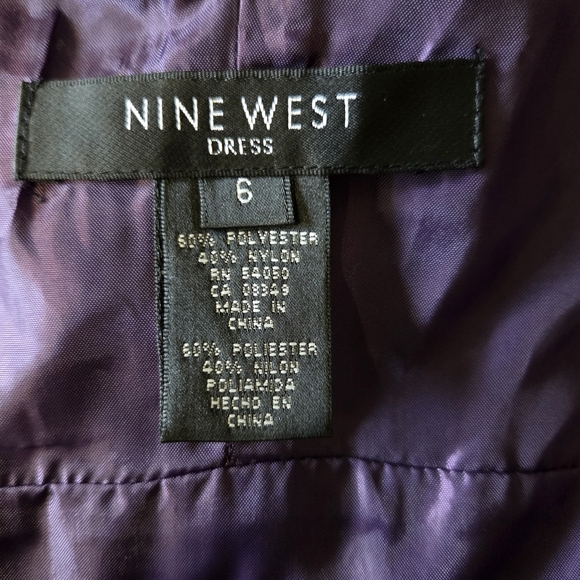 ⭐️Nine West Purple and Grey Midi Dress V-Neck Sleeveless With Pockets Size 6 - Picture 4 of 4